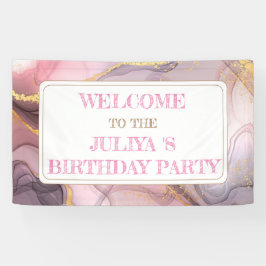 バラ金ゴールドグリッターピンク誕生日へようこそ 横断幕