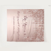 バラ金ゴールドグリッターピンク退職パーティー タペストリー (正面(横))