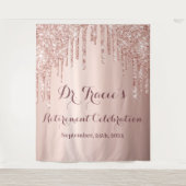 バラ金ゴールドグリッターピンク退職パーティー タペストリー (正面)