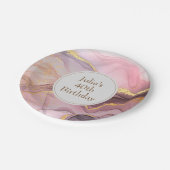 バラ金ゴールドグリッターピンク ペーパープレート (アングル)