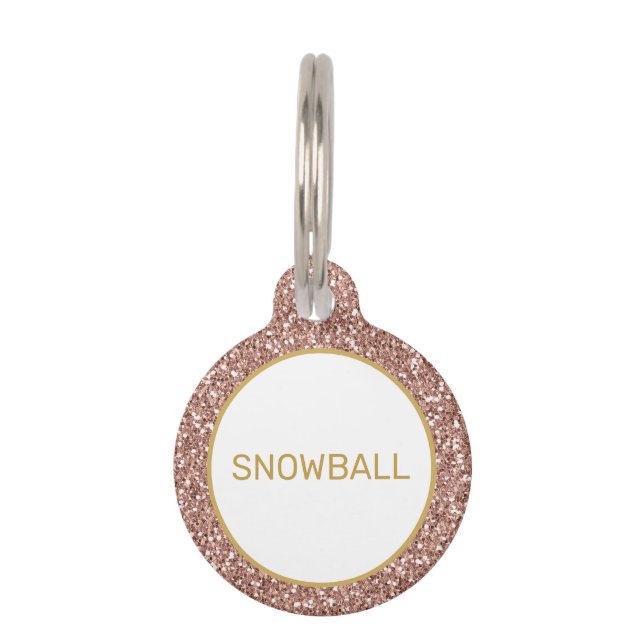 バラ金ゴールドグリッターピンシンプルクミニマル ペット　ネームタグ (正面)