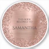 バラ金ゴールドグリッターフォイルこの本は円に属する シール (正面)