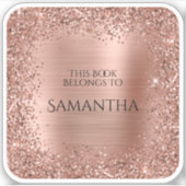 バラ金ゴールドグリッターフォイルこの本は正方形に属する シール (正面)