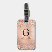 バラ金ゴールドグリッターフォイルモノグラム ラゲッジタグ (正面縦)