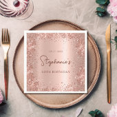 バラ金ゴールドグリッターフォイル50th誕生日モノグラム スタンダードカクテルナプキン