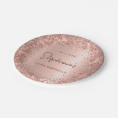 バラ金ゴールドグリッターフォイル60th誕生日モノグラム ペーパープレート (アングル)