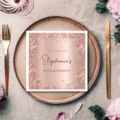 バラ金ゴールドグリッターフォイル80th誕生日モノグラム スタンダードカクテルナプキン