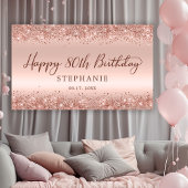 バラ金ゴールドグリッターフォイルHappy 80th誕生日スクリプト 横断幕