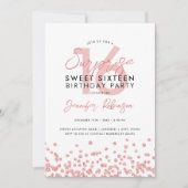バラ金ゴールドグリッターフォトサプライズスウィート16 招待状 (正面)
