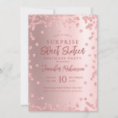 バラ金ゴールドグリッターフォトサプライズSweet 16 招待状 (正面)