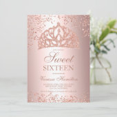 バラ金ゴールドグリッターフォトフォイルクラウンティアラ甘い16 招待状 (スタンド正面)