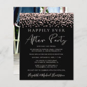 バラ金ゴールドグリッターフォトブラック披露宴招待状 (正面/裏面)