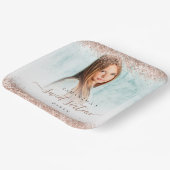 バラ金ゴールドグリッターフォト名Sweet sixteenパーティー ペーパープレート (傾斜あり)