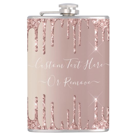 バラ金ゴールドグリッターフラスコカスタムー文字 フラスク (正面)