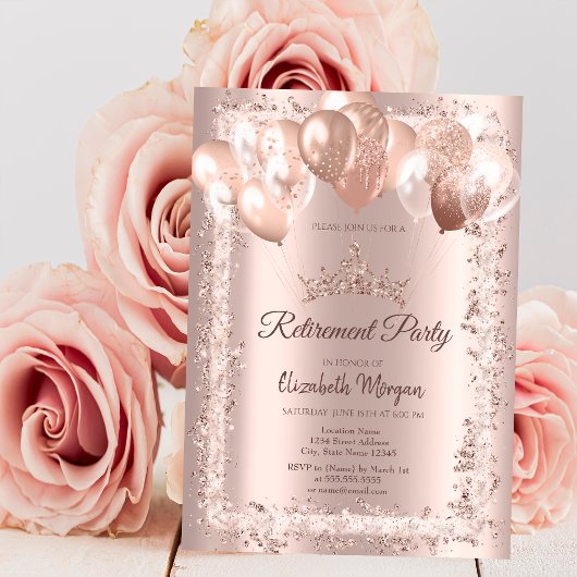 バラ金ゴールドグリッターフレームクラウンバルーン廃棄 招待状