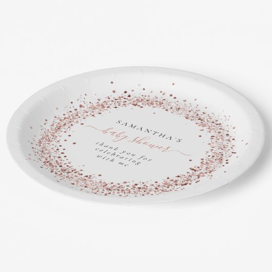 バラ金ゴールドグリッターフレーム名感謝してい赤ちゃんシャワー ペーパープレート (アングル)