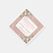 バラ金ゴールドグリッターフローラキンセアニラ15誕生日 スタンダードカクテルナプキン (角)