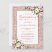 バラ金ゴールドグリッターフローラキンセアニラ15誕生日 招待状 (正面)