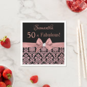 バラ金ゴールドグリッターフローラダマスク50誕生日 スタンダードカクテルナプキン (インサイチュ)