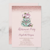 バラ金ゴールドグリッターフローラティーカップリタイアメント 招待状 (正面/裏面)