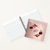 バラ金ゴールドグリッターフローラブルゴーニュモノグラム ノートブック (内部)