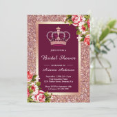 バラ金ゴールドグリッターフローラプリンセスブライダルシャワー 招待状 (スタンド正面)