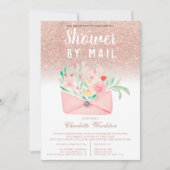 バラ金ゴールドグリッターフローラベビーシャワーby mail 招待状 (正面)