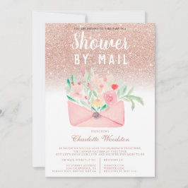 バラ金ゴールドグリッターフローラベビーシャワーby mail 招待状