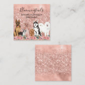 バラ金ゴールドグリッターフローラ水カラードッググルーミング スクエア名刺 (正面/裏面)