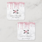 バラ金ゴールドグリッターフローラ美容師 スクエア名刺 (正面/裏面)