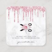 バラ金ゴールドグリッターフローラ美容師 スクエア名刺 (裏面)