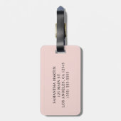 バラ金ゴールドグリッターフローラ赤面およびブラックモノグラム ラゲッジタグ (裏面縦)