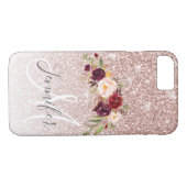 バラ金ゴールドグリッターフローラ赤面モノグラム名 Case-Mate iPhoneケース (裏面(横))