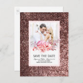 バラ金ゴールドグリッターフローラ赤面写真の保存日付 案内ポストカード (正面/裏面)