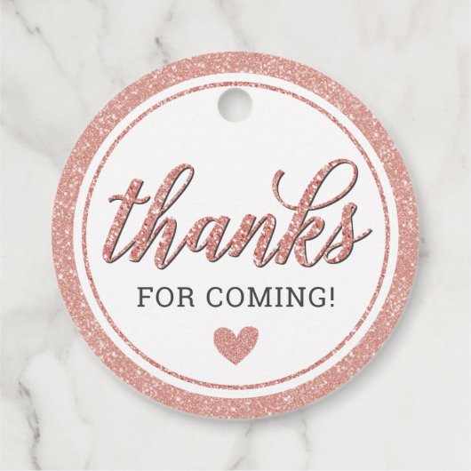 バラ金ゴールドグリッターブライダルシャワーラウンドサンキューユー フェイバータグ (裏面)