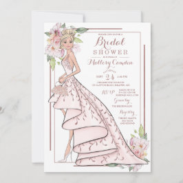 バラ金ゴールドグリッターブライダルシャワー招待 招待状