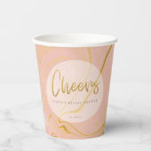 バラ金ゴールドグリッターブライダルシャワー 紙コップ (正面)