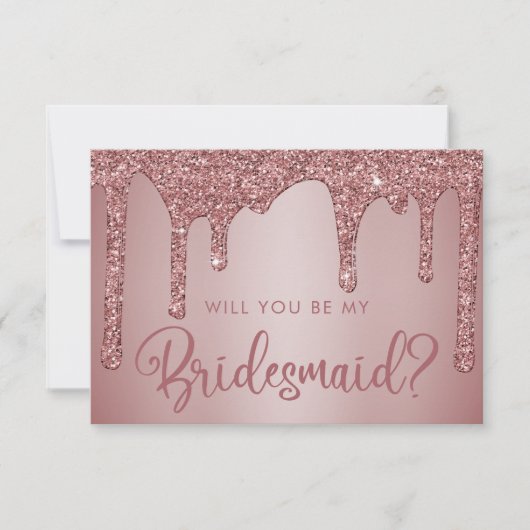 バラ金ゴールドグリッターブライドメイド提案カード 招待状 (正面)