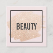 バラ金ゴールドグリッターブラシストローク光ピンク美しい スクエア名刺 (正面)