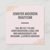 バラ金ゴールドグリッターブラシストローク光ピンク美しい スクエア名刺 (裏面)