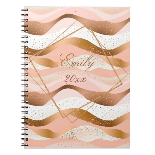 バラ金ゴールドグリッターブラシデザイン ノートブック (正面)