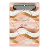 バラ金ゴールドグリッターブラシデザイン ミニクリップボード (正面)