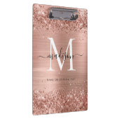 バラ金ゴールドグリッターブラシ仕上げ金属モノグラムスクリプト クリップボード (右)