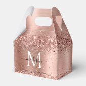 バラ金ゴールドグリッターブラシ仕上げ金属モノグラムスクリプト フェイバーボックス (正面サイド)