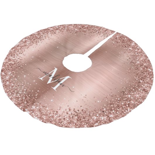 バラ金ゴールドグリッターブラシ仕上げ金属モノグラムスクリプト ブラッシュドポリエステルツリースカート (アングル)