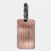 バラ金ゴールドグリッターブラシ仕上げ金属モノグラムスクリプト ラゲッジタグ (裏面縦)