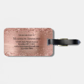 バラ金ゴールドグリッターブラシ仕上げ金属モノグラムスクリプト ラゲッジタグ (裏面横)