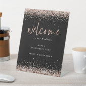 バラ金ゴールドグリッターブラックウェルカム結婚to 台座サイン (インサイチュ)