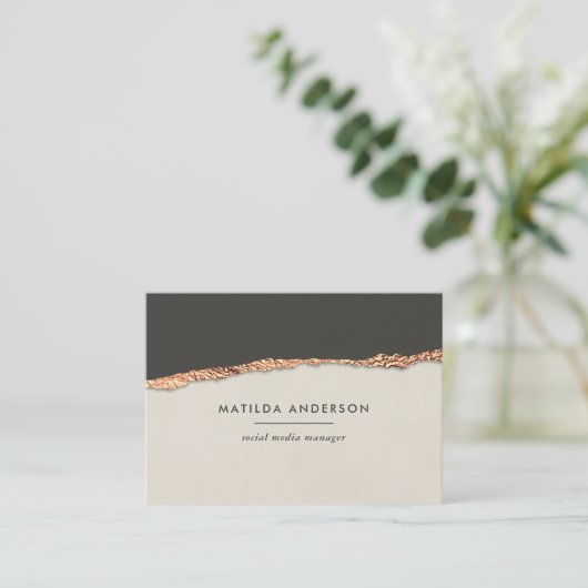 バラ金ゴールドグリッターブラッククリームモダンスクエアブシン 名刺 (スタンド正面)