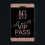 バラ金ゴールドグリッターブラックスウィート16招待状VIP バッジ<br><div class="desc">バラカスタム金ゴールドピンクとブラックグリッタースイート16 VIPオールアクセスパスバッジ招待状パーソナライズされたは、各ゲストの名前と一緒にすることができ、sweet sixteen誕生日の女の子のためのモノグラムを作成。パーティの招待状詳細は、サンセリフとモダン書の草書フォントとスワッシュとシックでシックな外観で背中に印刷さモダンれている。グリッターは印刷された画像であり、実際のグリッターは使用されていないので、混乱なし！</div>
